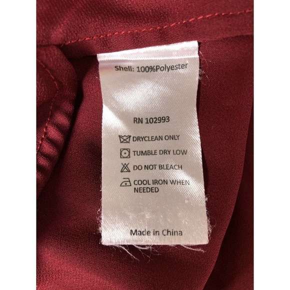 Adam Lippes Charmeuse Dress Ruffle Neck Burgundy 2 - Picture 12 of 13